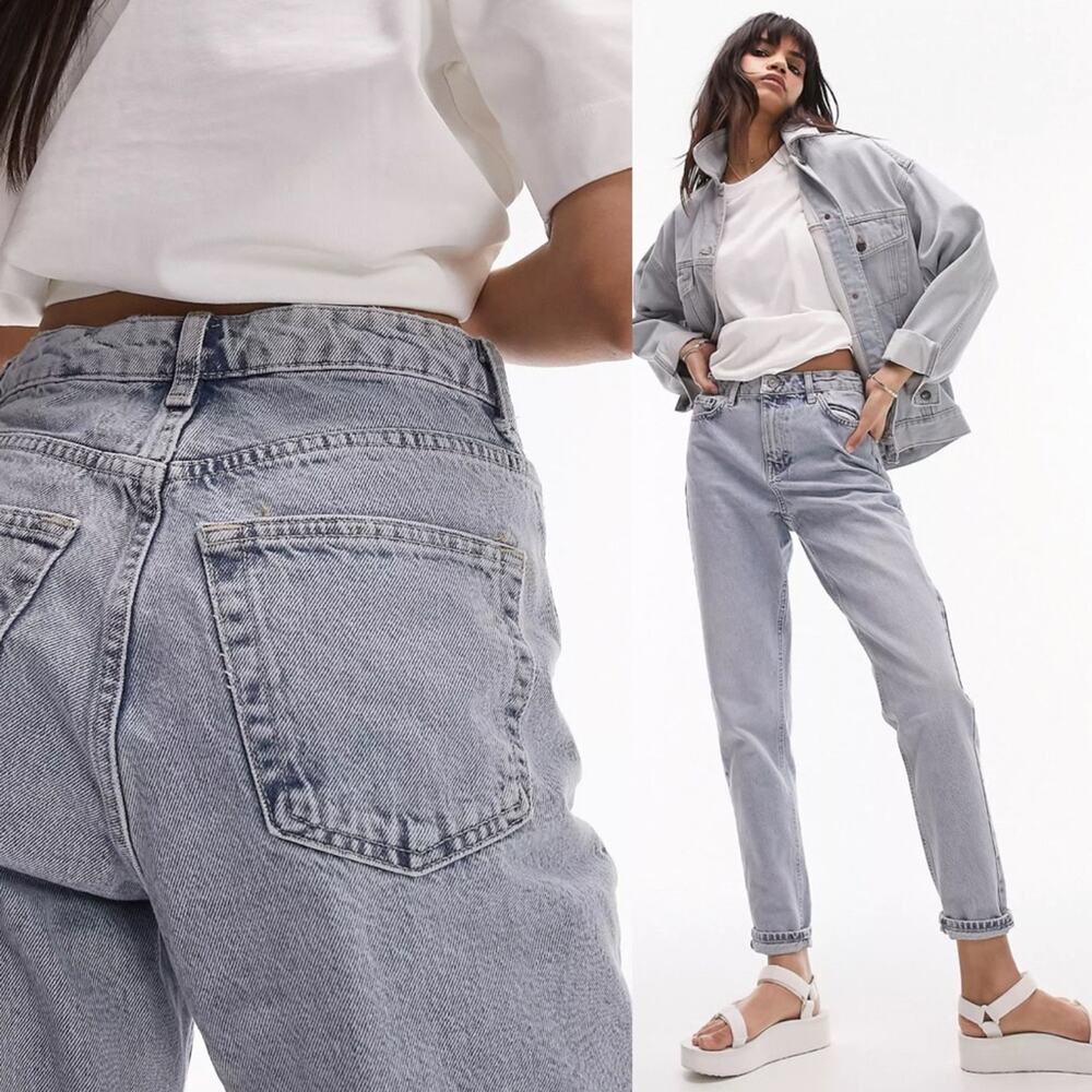 Topshop Moto Mom Denim High Waisted Jeans W25 L30